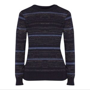 Mih Jeans Merino Wool Shimmer Crew Neck Lightweight Sweater Navy Size S